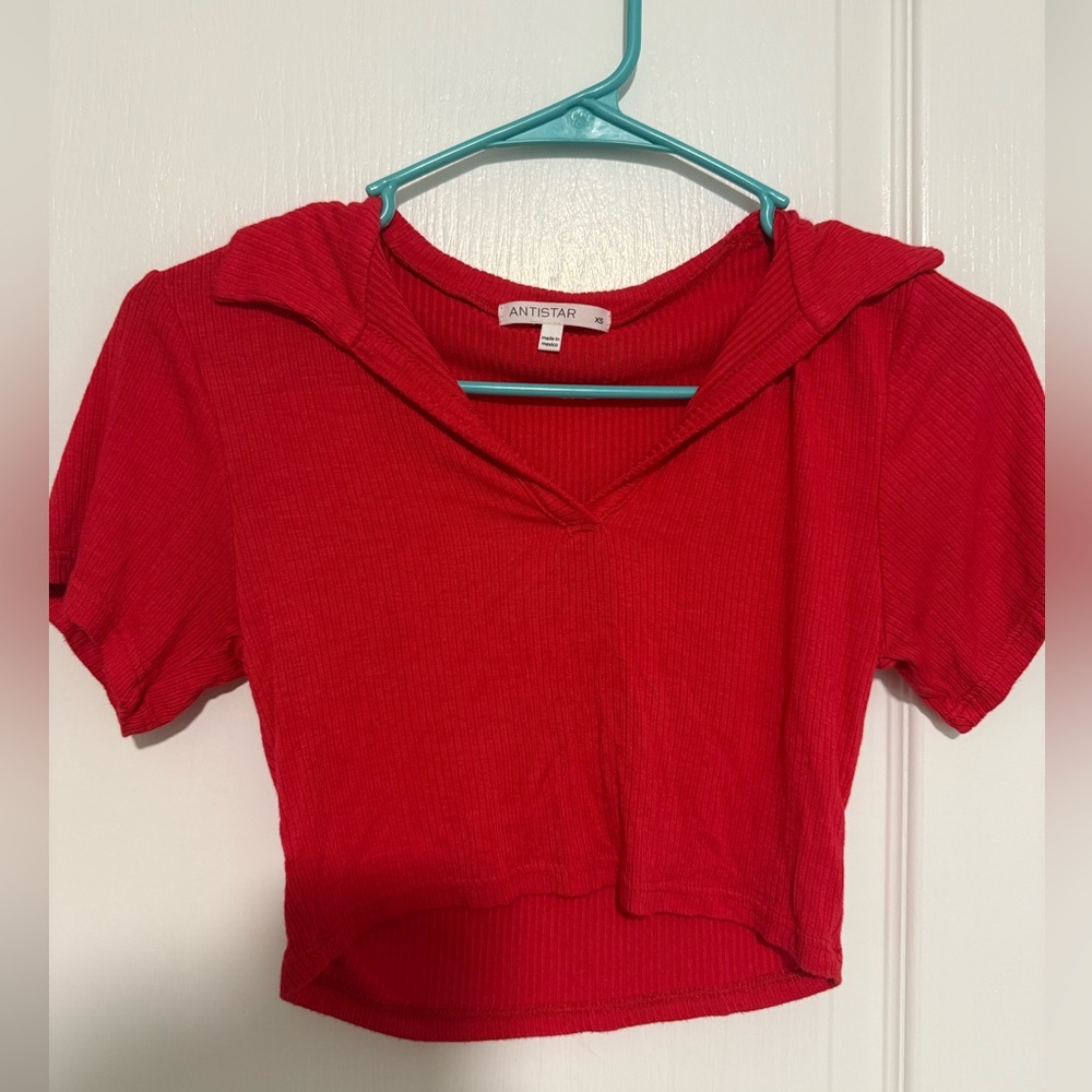 Bright red cropped top